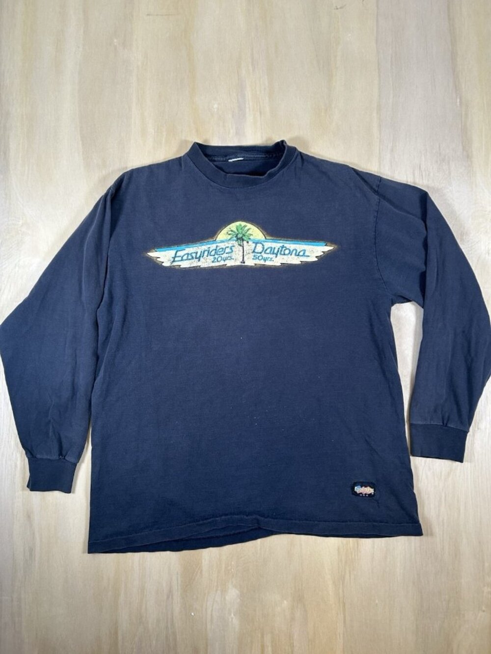 Vintage 90s Easy Riders Biker Long sleeve T-shirt Mens L/XL Black Faded USA